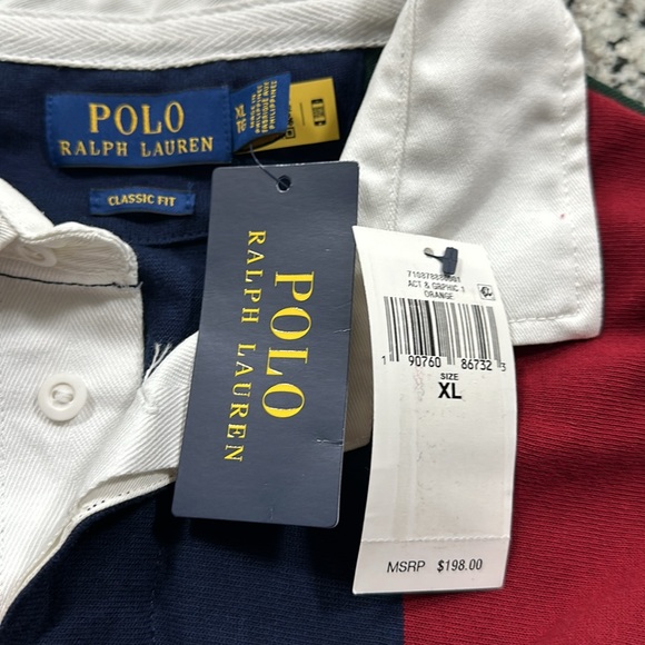 NWT POLO Ralph Lauren Classic Fit Patchwork Rugby Shirt - Picture 10 of 10